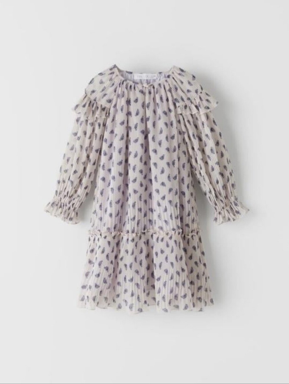 Zara‎ Girls Lavender Floral Pleated Twirl Lightweight Dress